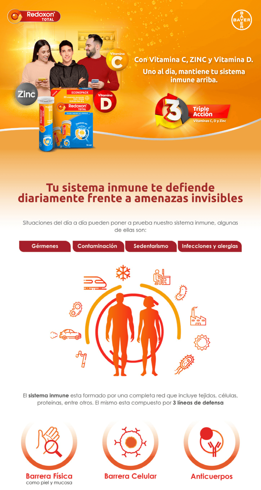 Redoxon® Total Efervescente Vitamina C, D + Zinc