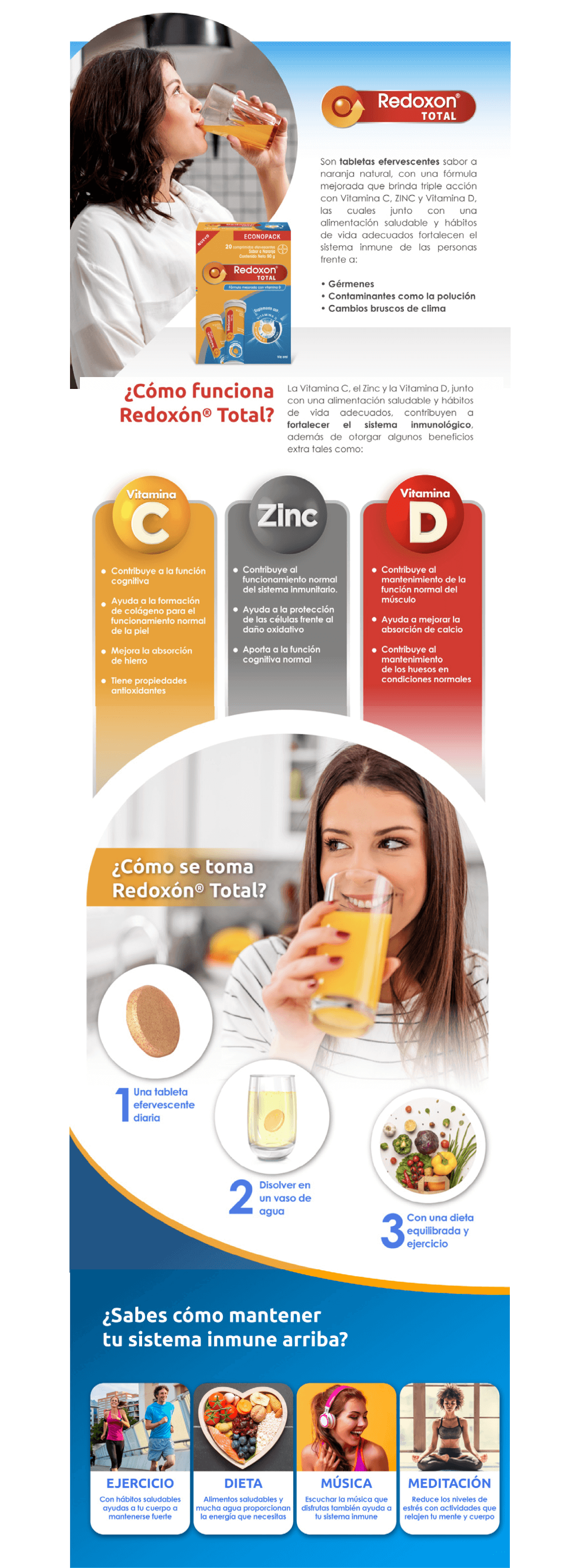 Redoxon® Total Efervescente Vitamina C, D + Zinc
