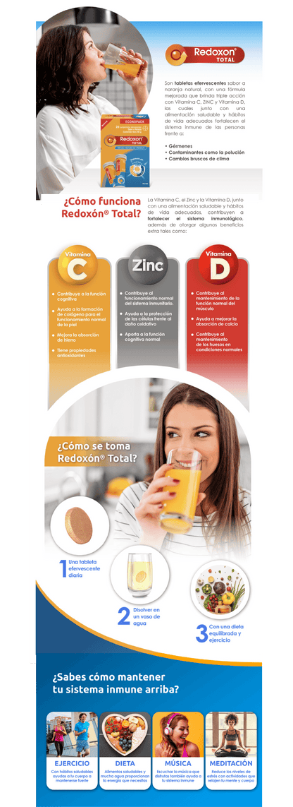 Redoxon® Total Efervescente Vitamina C, D + Zinc