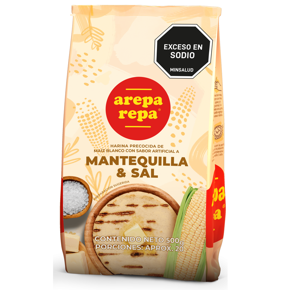 10162-1 Harina Precocida de Maíz ArepaRepa Mantequilla y Sal 500g