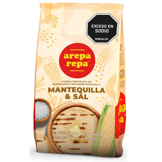 10162-1 Harina Precocida de Maíz ArepaRepa Mantequilla y Sal 500g
