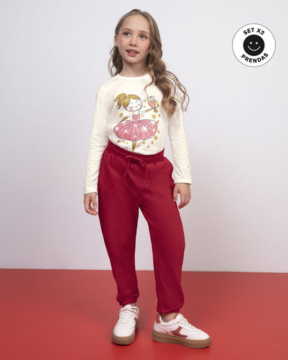 16512 👧✨ Set Camiseta + Jogger para Niña 💖🌈 REFI254X2 -L53256
