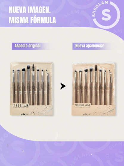 SHEGLAM Glam Fam - Juego de 8 brochas de maquillaje sintéticas