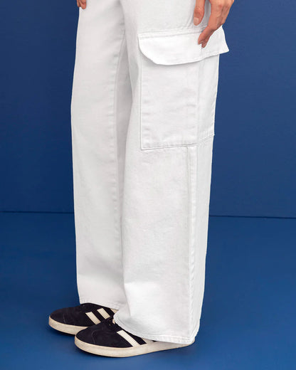 Jean bota ancha con bolsillos estilo cargo - J2603