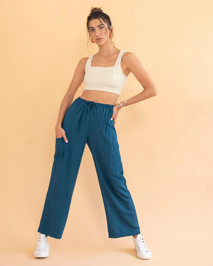 Pantalón tipo cargo con elástico en cintura ajustable - J2835