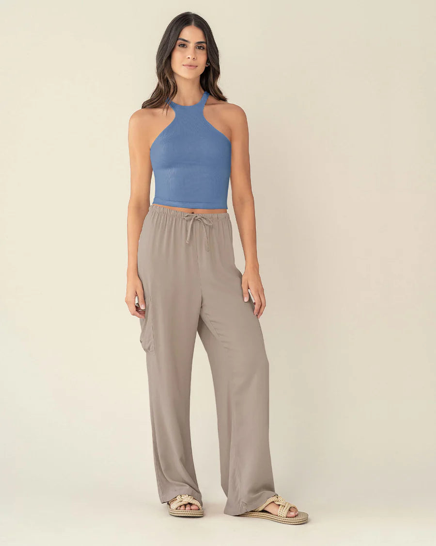 Pantalón tipo cargo con elástico en cintura ajustable - J2835