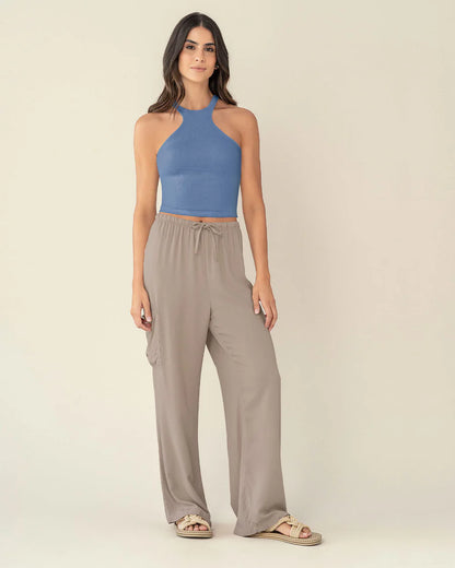 Pantalón tipo cargo con elástico en cintura ajustable - J2835