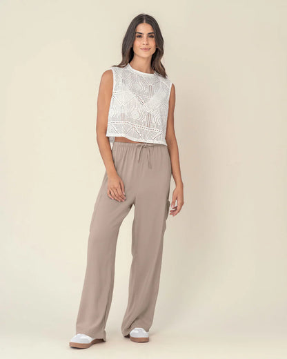 Pantalón tipo cargo con elástico en cintura ajustable - J2835