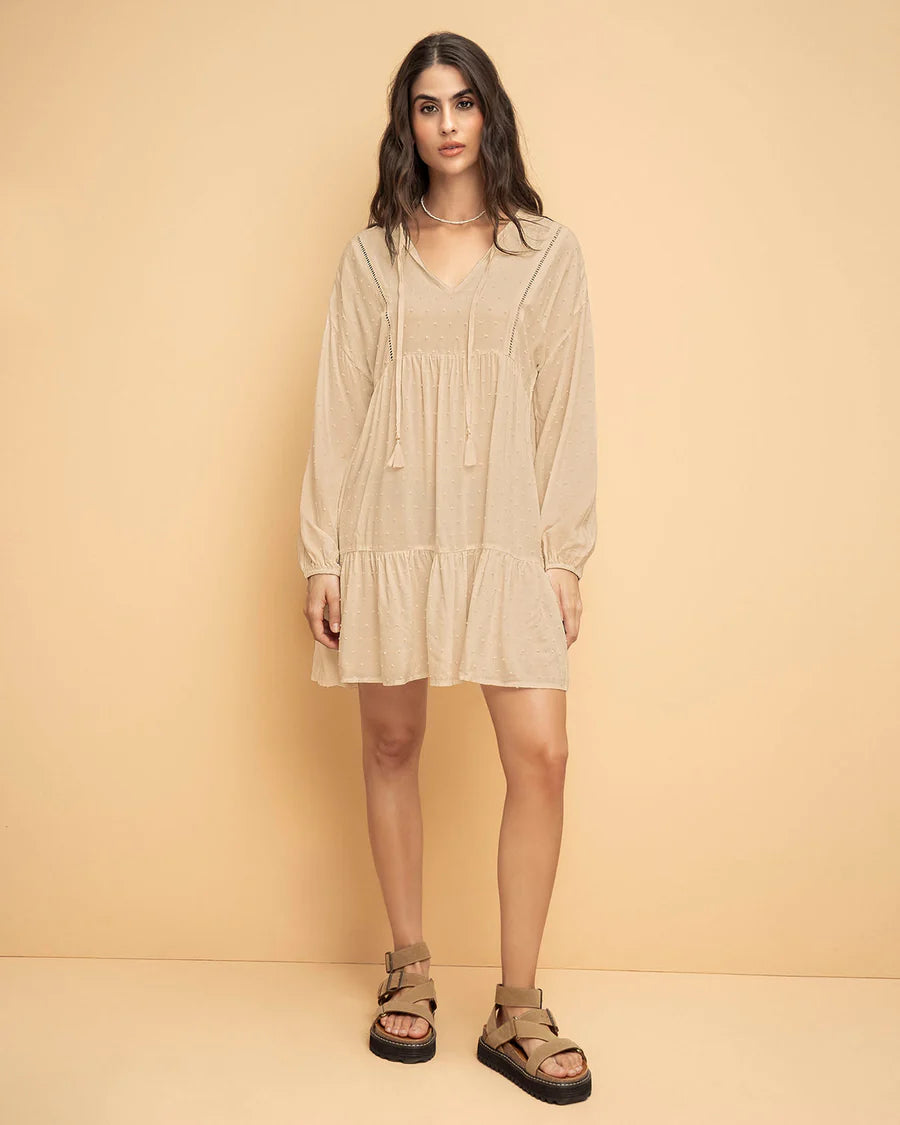 Vestido corto con volumen en mangas - J3012