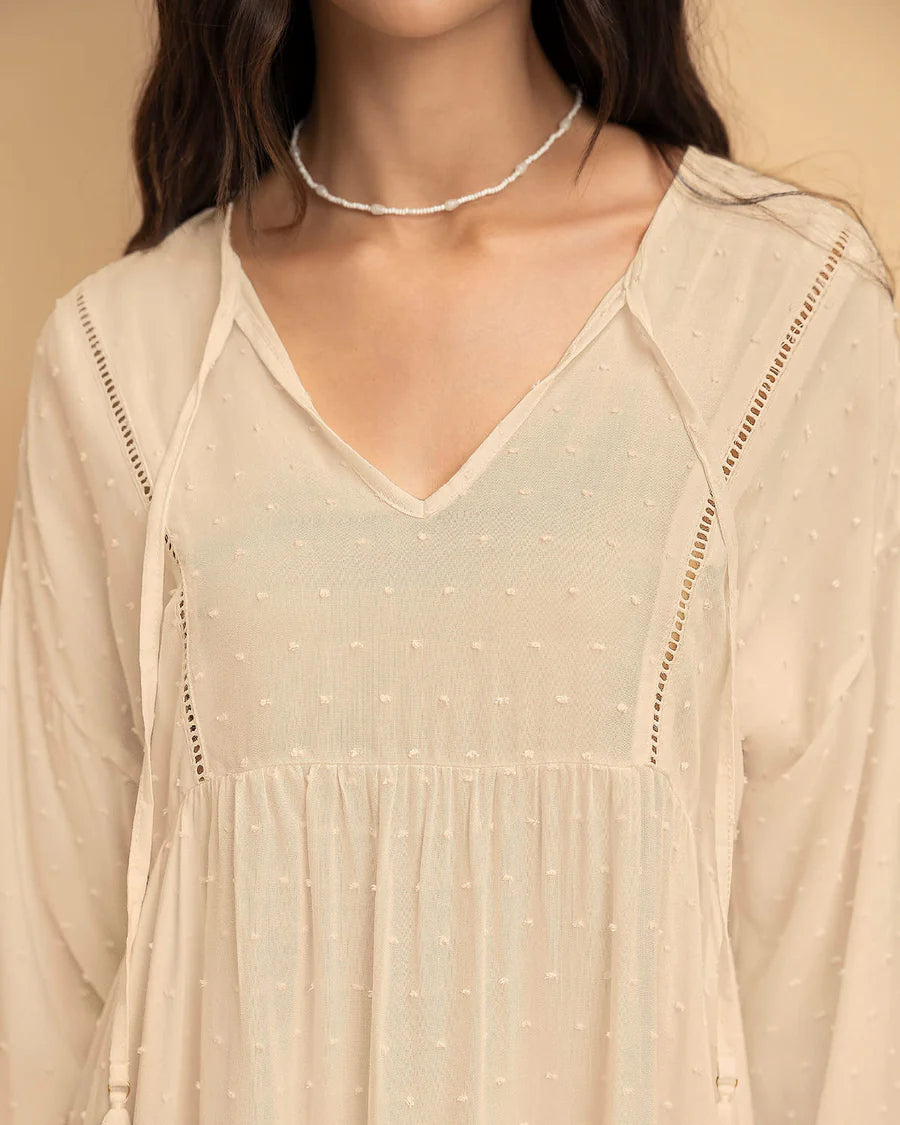 Vestido corto con volumen en mangas - J3012