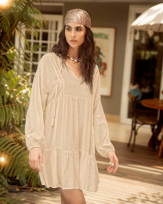 Vestido corto con volumen en mangas - J3012