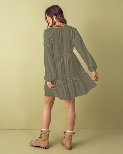 Vestido corto con volumen en mangas - J3012