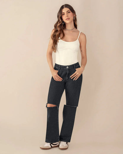 Body de tiritas con acabado brillante - J3029