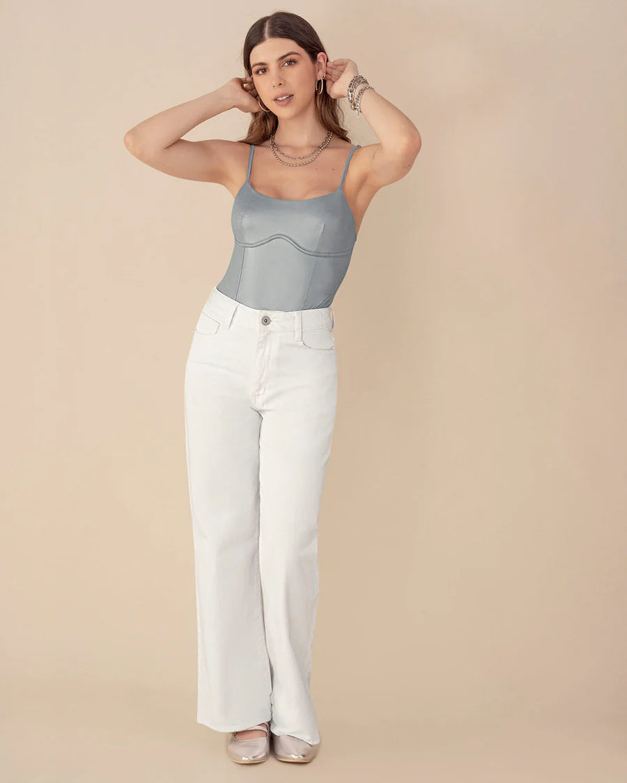 Body de tiritas con acabado brillante - J3029