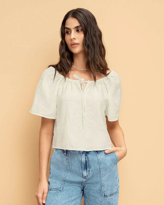 Blusa con estampado en relieve -LJ3127