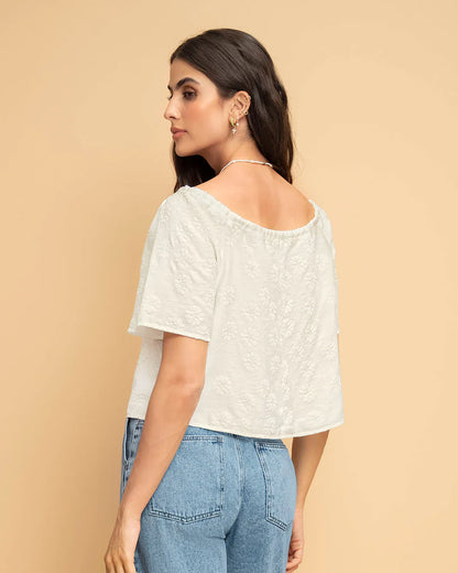Blusa con estampado en relieve -LJ3127