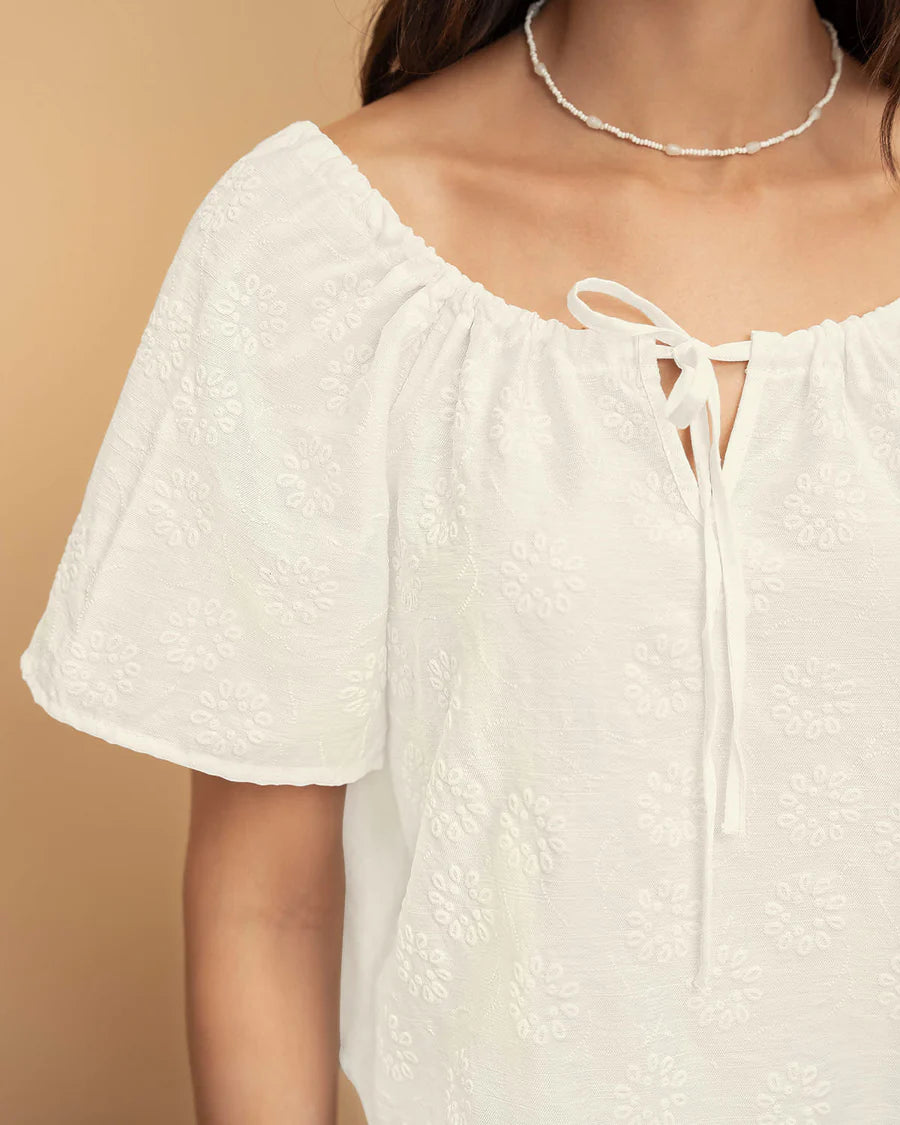 Blusa con estampado en relieve -LJ3127