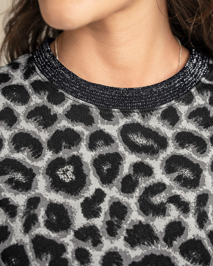 Camiseta manga corta con cuello en lurex brillante