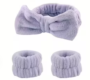 1931 🎀 DIADEMAS Y MUÑEQUERAS DE FELPA PARA SKINCARE 💦 T20-03
