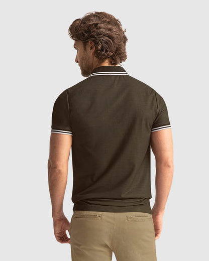 Camiseta tipo polo con cuello y mangas tejidas