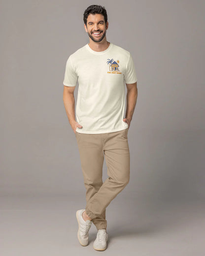 Camiseta manga corta con estampado localizado y cuello redondo