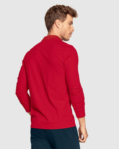 Camiseta tipo polo manga larga con logo bordado en frente