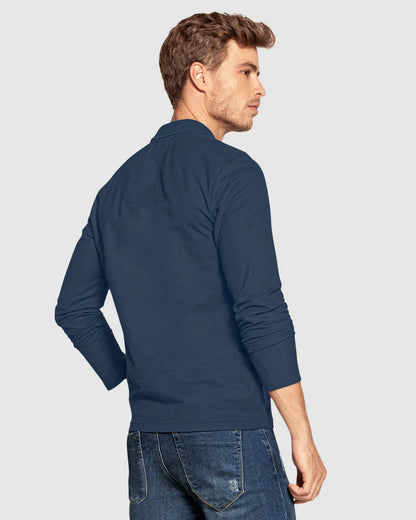 Camiseta tipo polo manga larga con logo bordado en frente