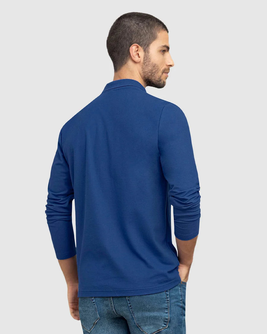 Camiseta tipo polo manga larga con logo bordado en frente