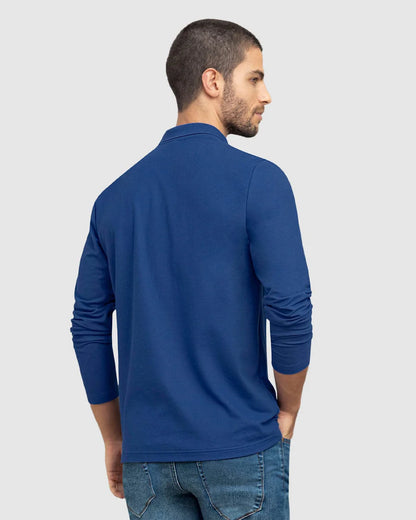 Camiseta tipo polo manga larga con logo bordado en frente