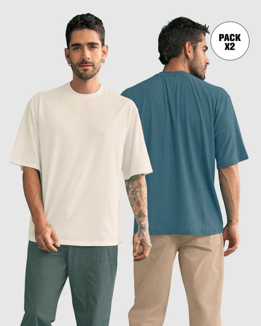 Paquete x 2 Camisetas básicas de silueta amplia - M3136X2
