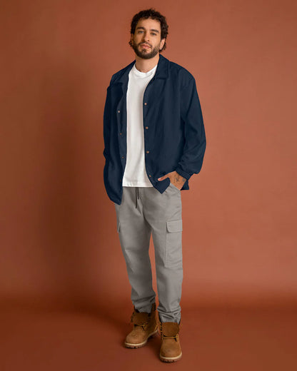 Chaqueta cuello tipo polo en tipo corduroy - M3157