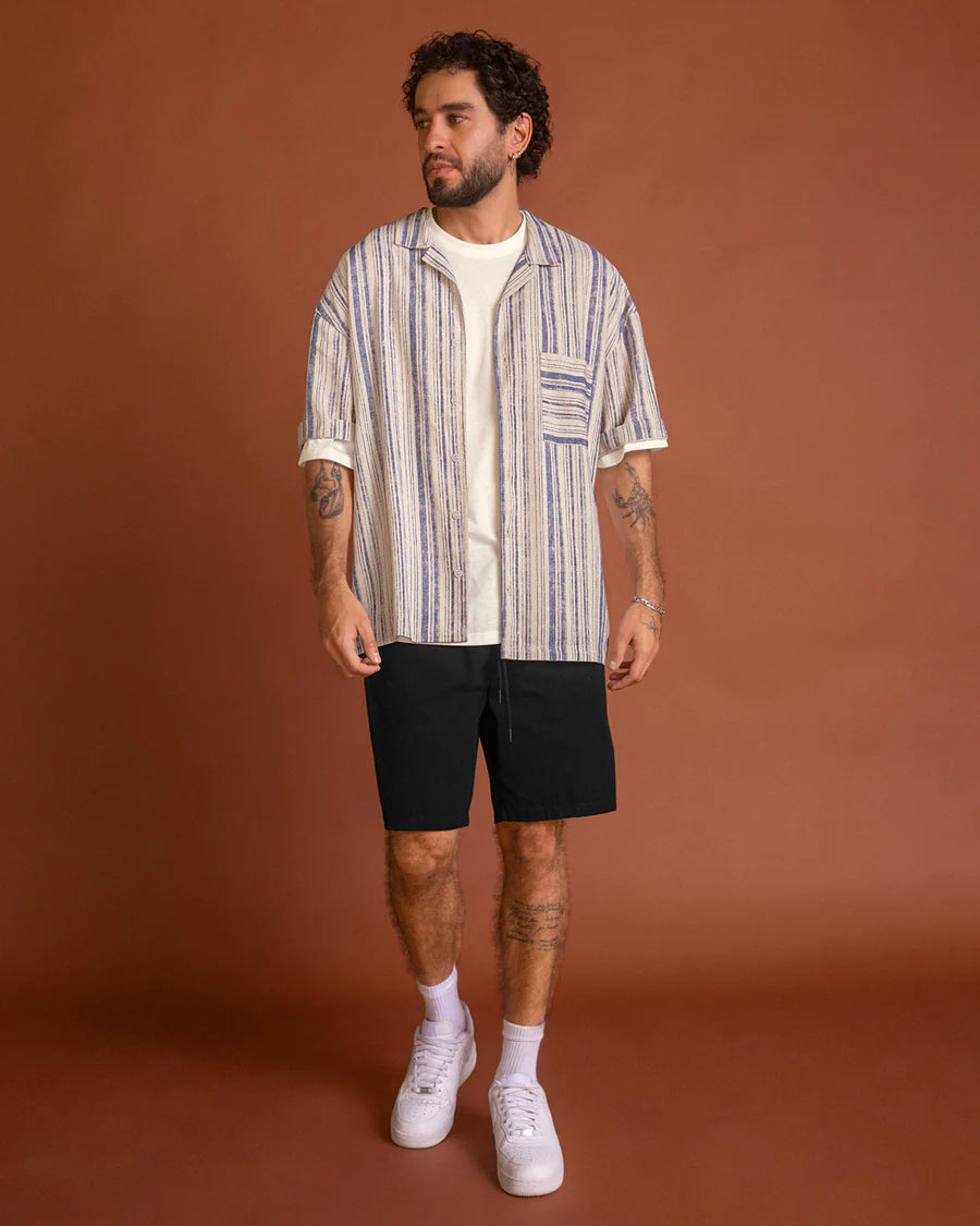 Camisa manga corta en tela tipo lino - M3158