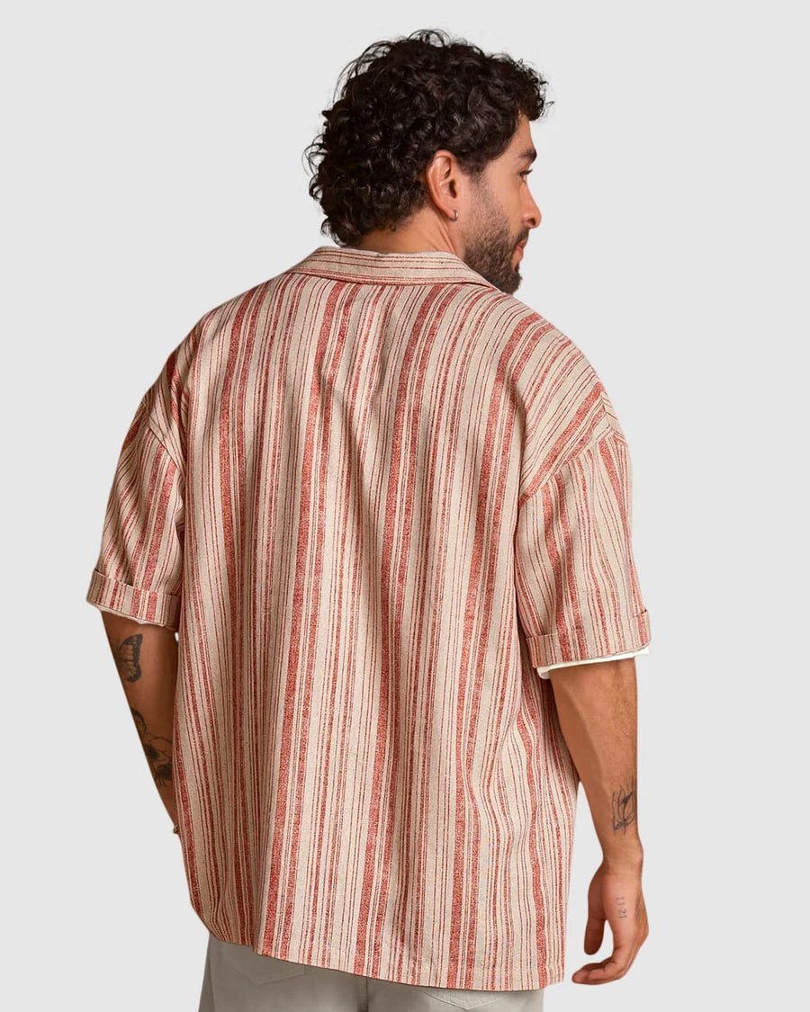Camisa manga corta en tela tipo lino - M3158