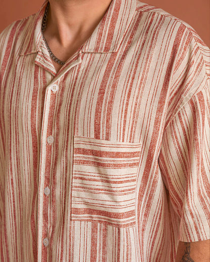Camisa manga corta en tela tipo lino - M3158