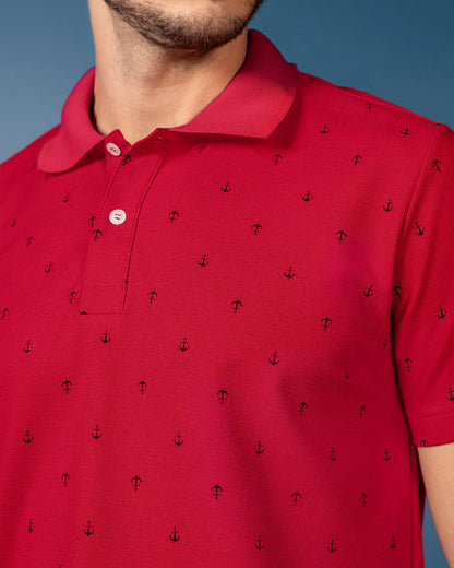 7523 👕 Camiseta Tipo Polo con Mini Print REF. M3189