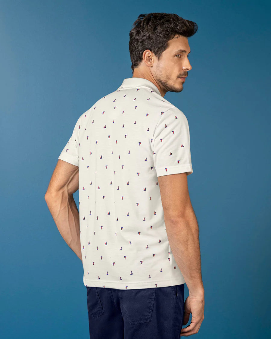 7523 👕 Camiseta Tipo Polo con Mini Print REF. M3189