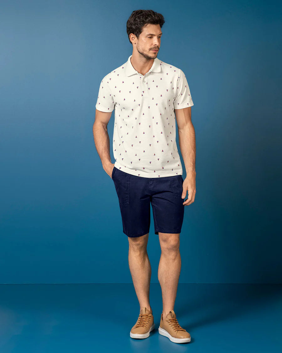 7523 👕 Camiseta Tipo Polo con Mini Print REF. M3189