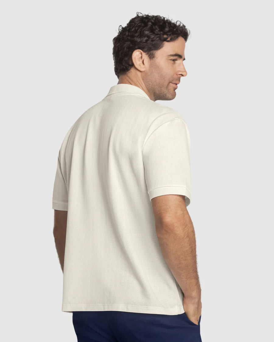 7527 👕 Camiseta Tipo Polo con Cierre y Tela con Textura REF. M3196