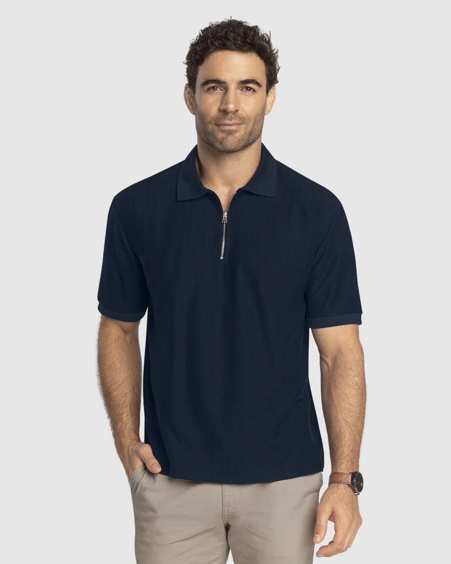7527 👕 Camiseta Tipo Polo con Cierre y Tela con Textura REF. M3196