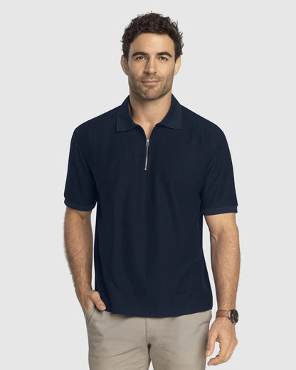 7527 👕 Camiseta Tipo Polo con Cierre y Tela con Textura REF. M3196