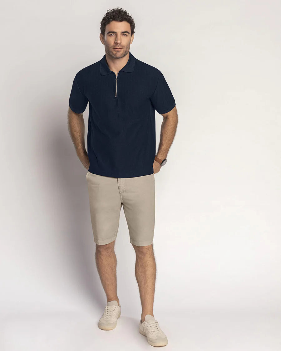 7527 👕 Camiseta Tipo Polo con Cierre y Tela con Textura REF. M3196