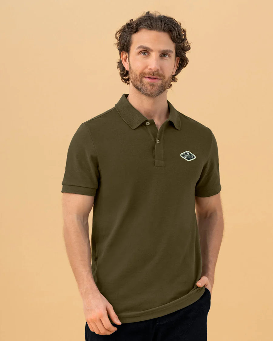 7526 👕 Camiseta Tipo Polo con Aplique Bordado REF. M3209