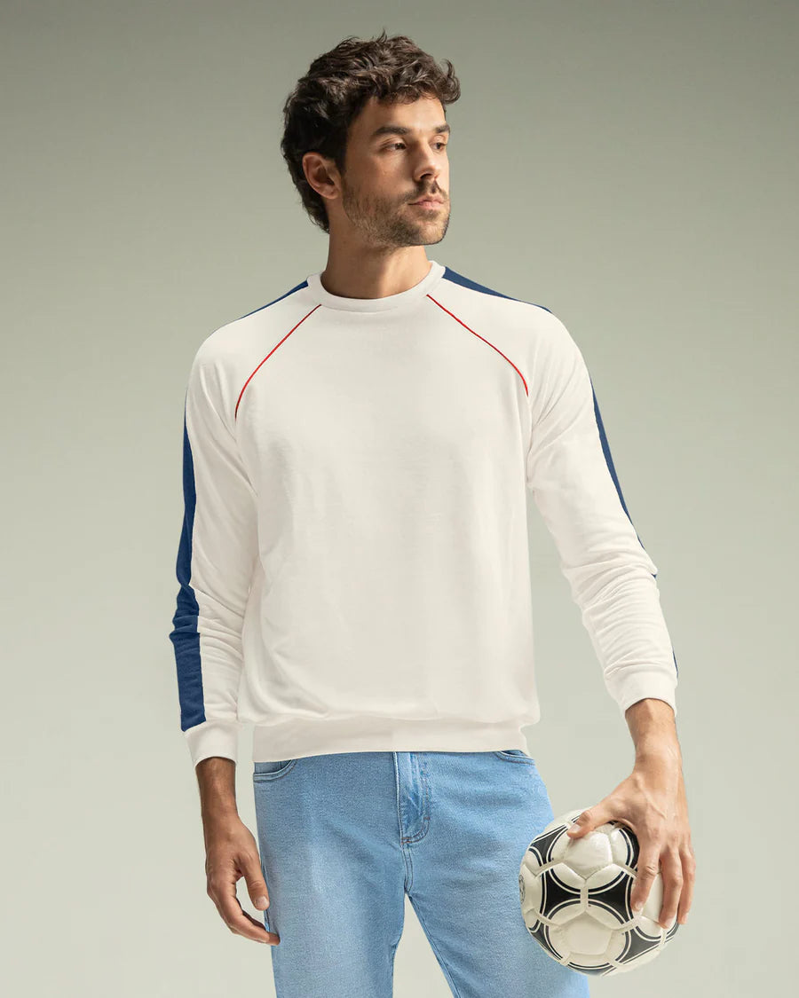 7534 🧥 Buzo Manga Larga Cuello Redondo con Detalles en Contraste - REF M3226