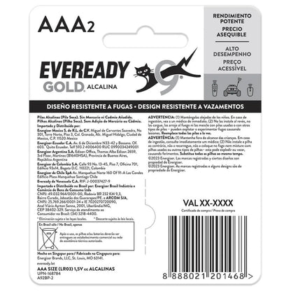 1223-2 🔋 Pila AAA Eveready Gold Alcalina x2 Unidades