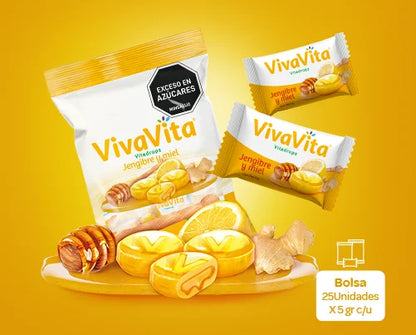 10121-13 🍯🌿 Vivavita Vitadrops Jengibre y Miel x 25 Unidades