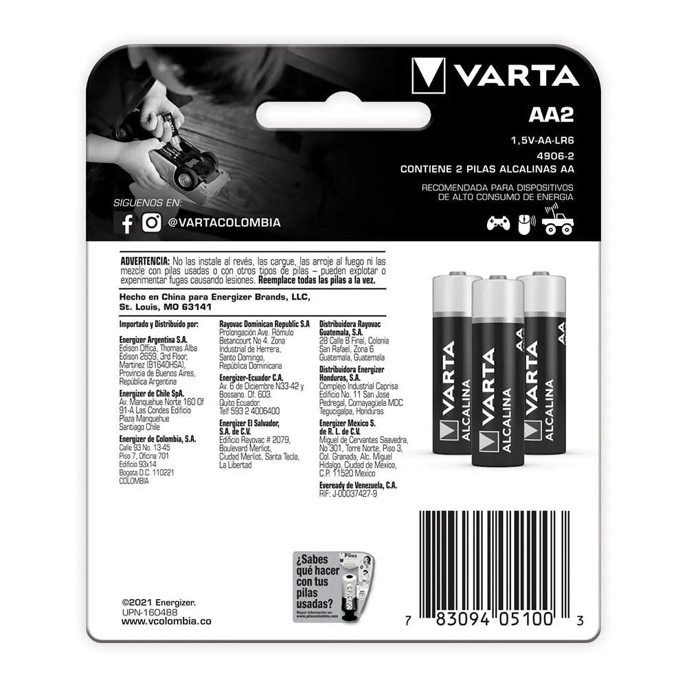 1224-4 🔋 Pila Alcalina Varta AA