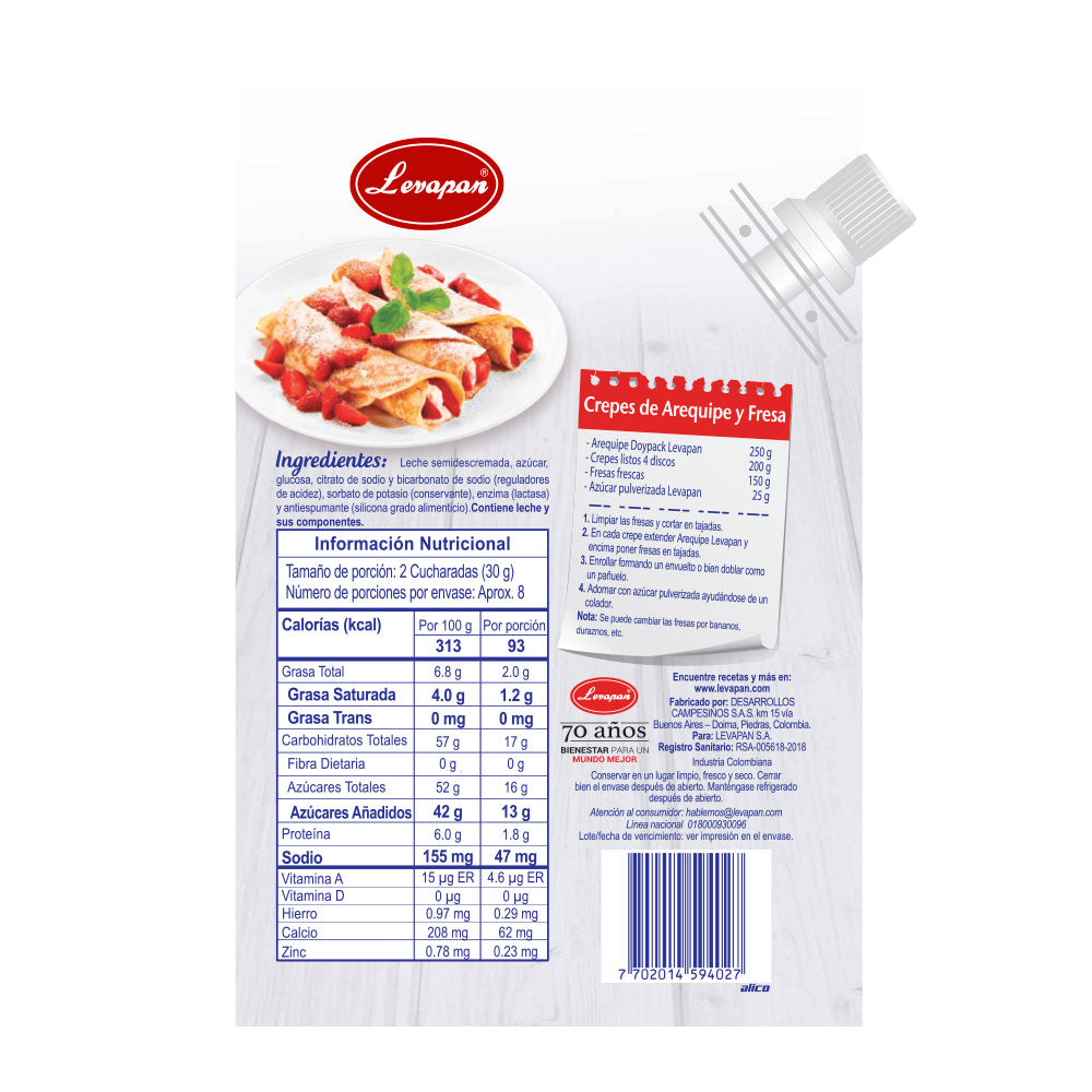 10141-2 🍮Arequipe Levapan Doypack x 250 g