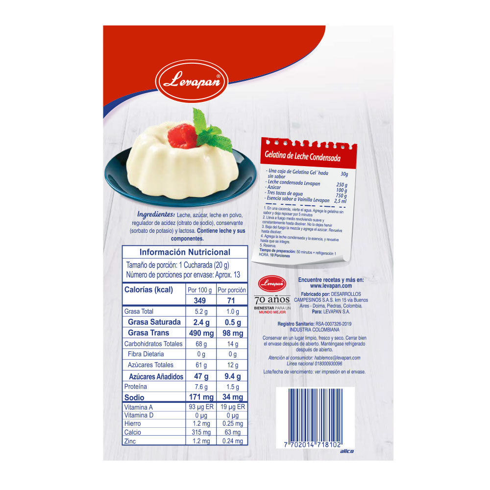 10148-3 🥛 Leche Condensada Levapan Doypack x 250 g