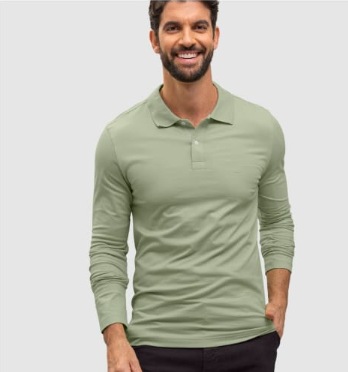 Camiseta tipo polo manga larga con logo bordado en frente