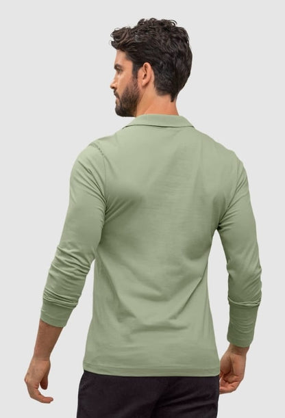 Camiseta tipo polo manga larga con logo bordado en frente